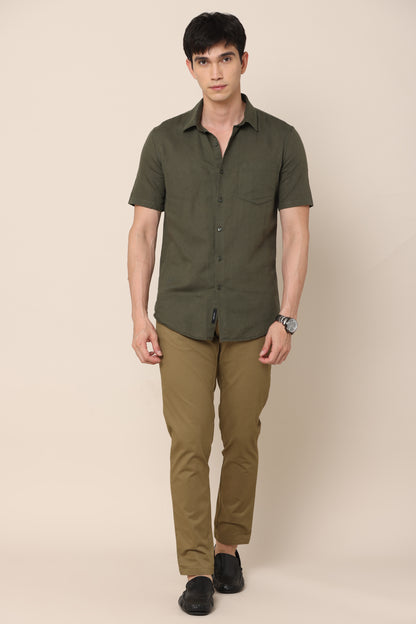 IvoryBlend Olive Green Cotton Pants - IVYN