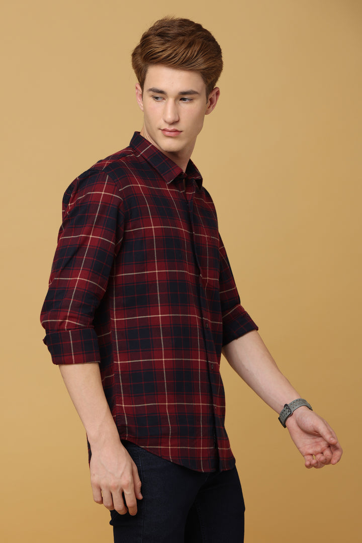 Apex Maroon Black Subtle Check Shirt - IVYN