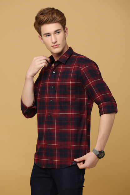 Apex Maroon Black Subtle Check Shirt - IVYN