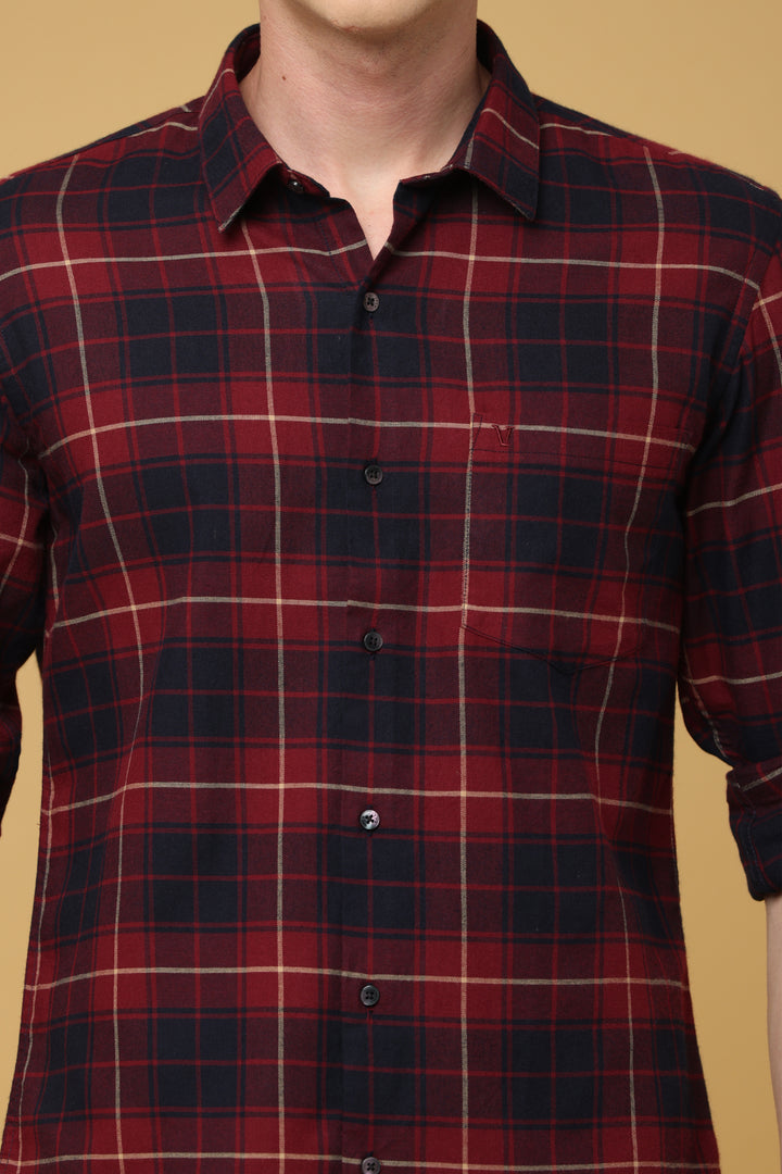 Apex Maroon Black Subtle Check Shirt - IVYN