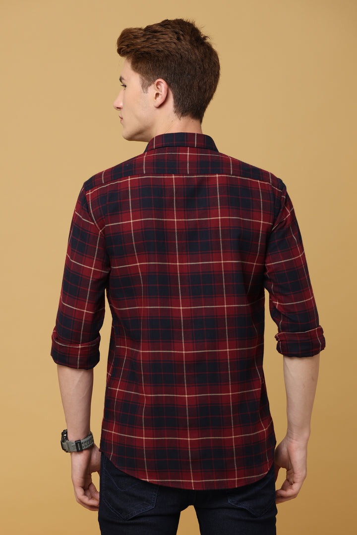 Apex Maroon Black Subtle Check Shirt - IVYN