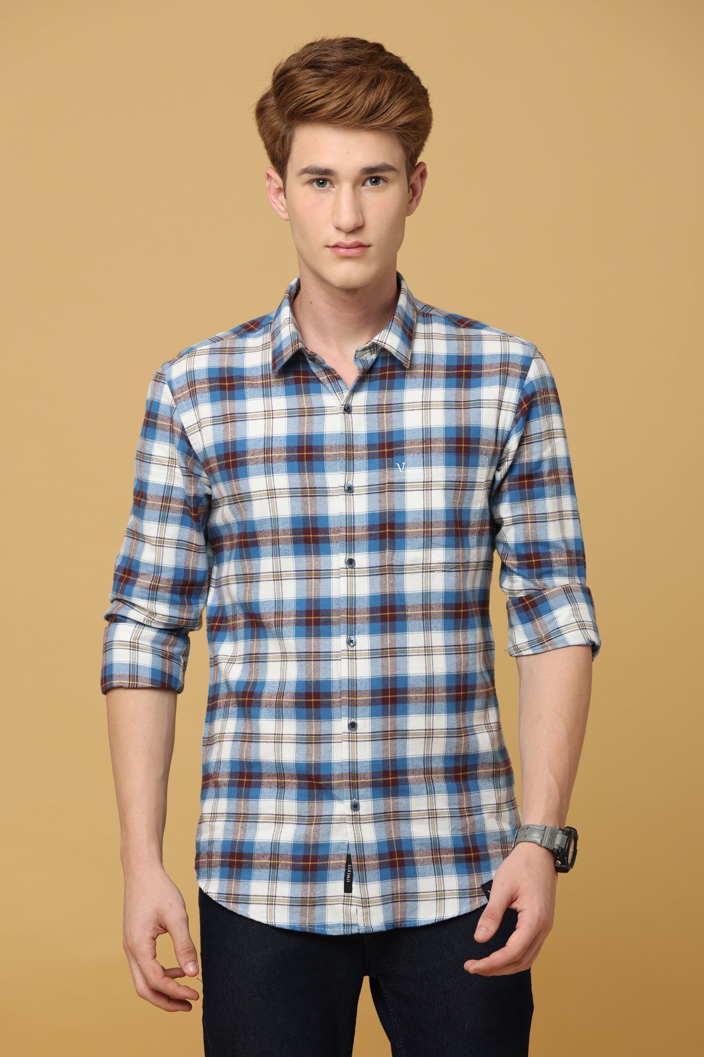 EliteGlam Blue White Casual Comfy Check Shirt - IVYN