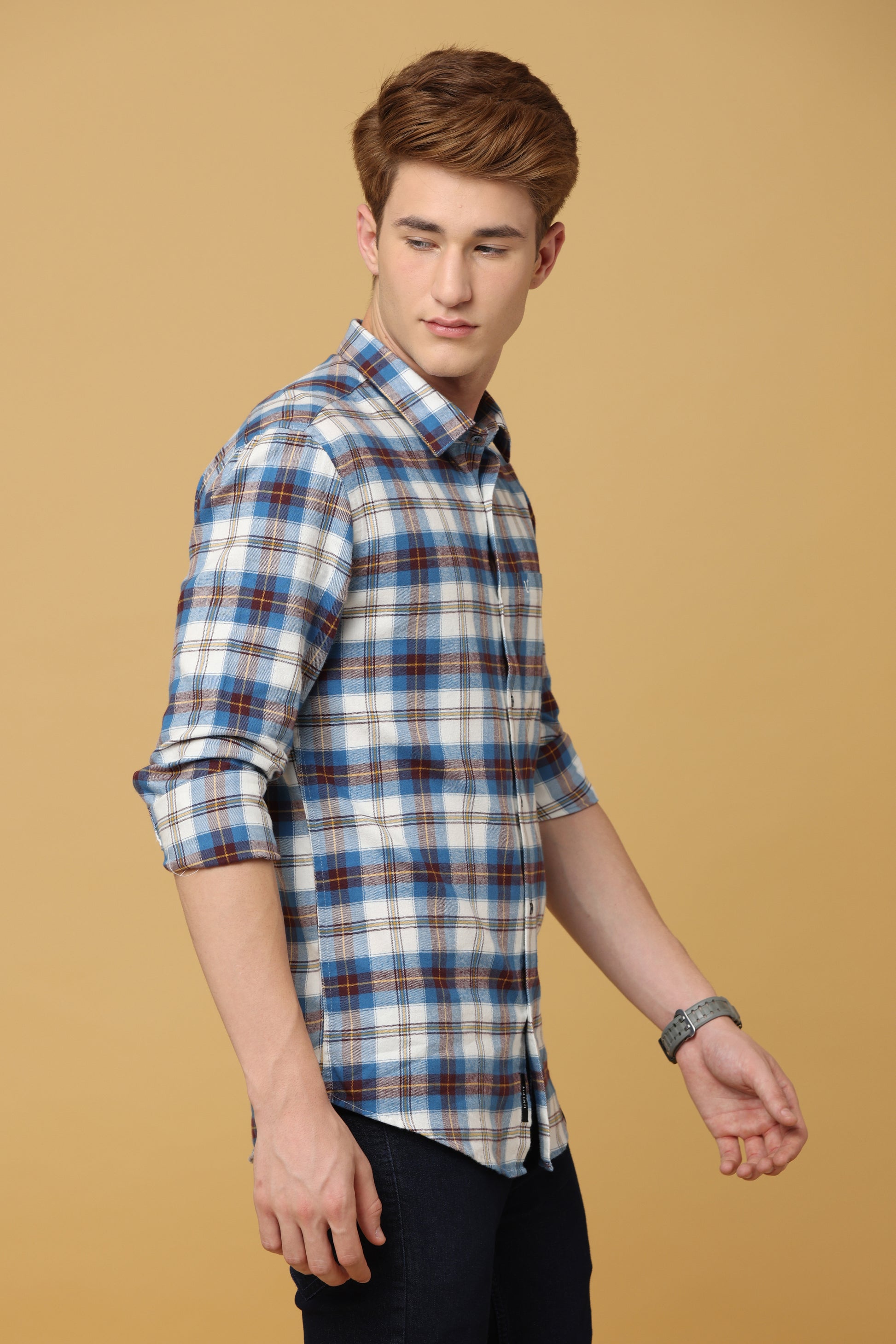 EliteGlam Blue White Casual Comfy Check Shirt - IVYN