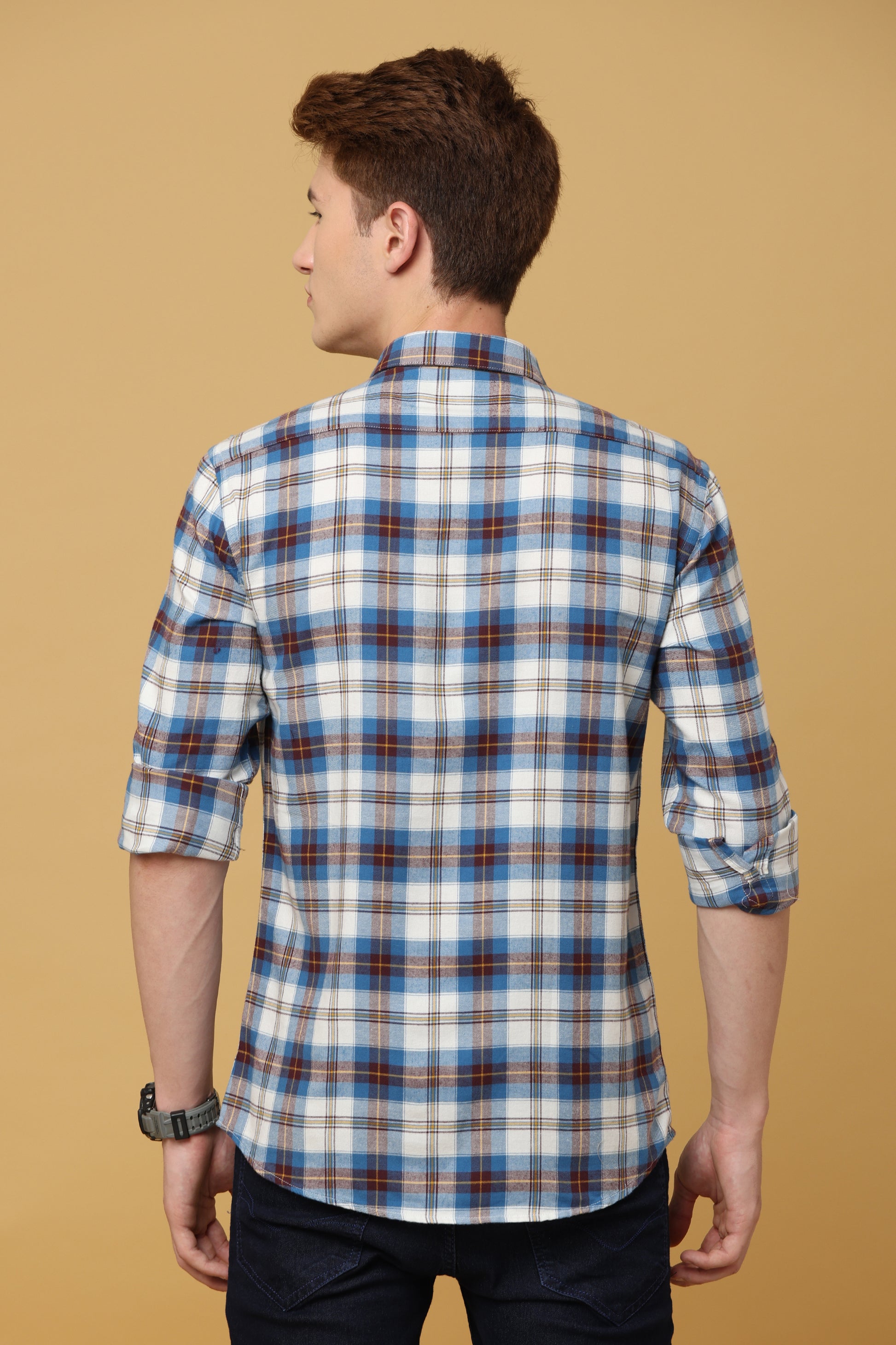 EliteGlam Blue White Casual Comfy Check Shirt - IVYN