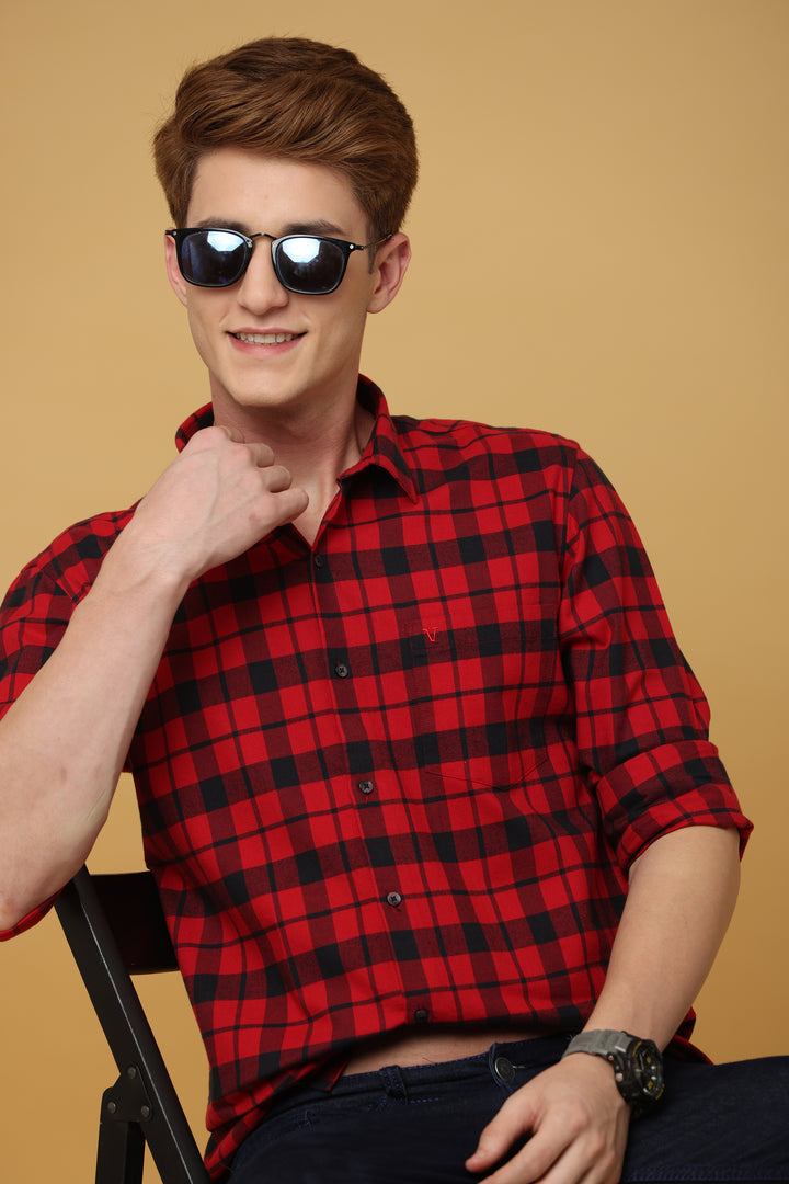 Noble Red Black Classic Check Shirt - IVYN