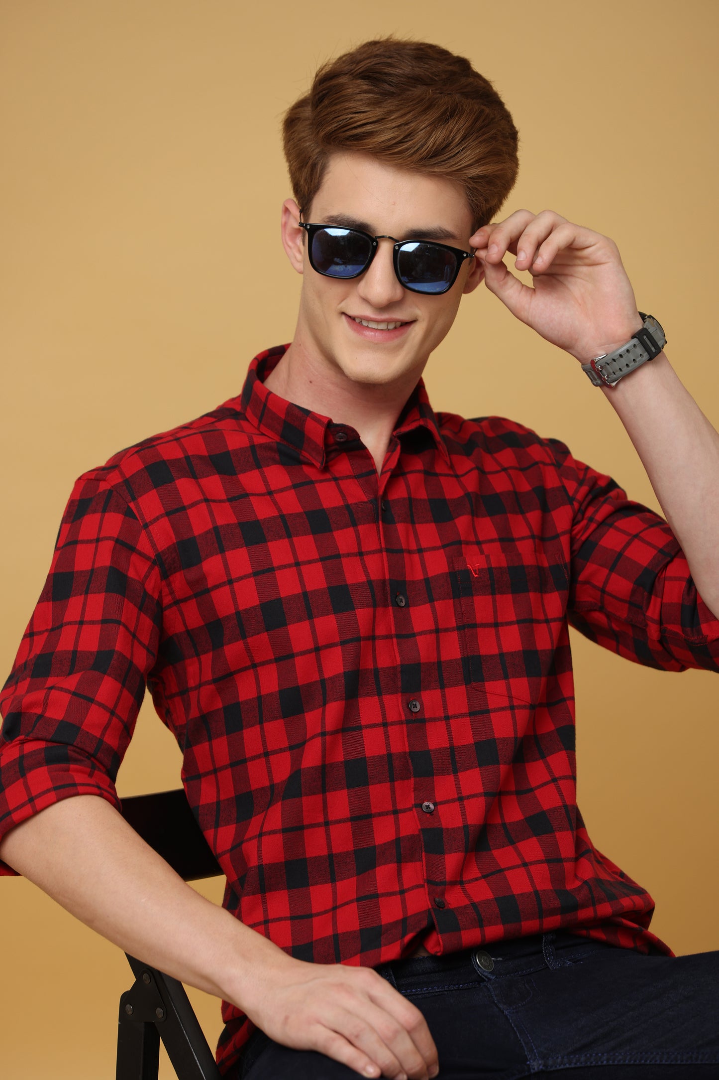 Noble Red Black Classic Check Shirt - IVYN