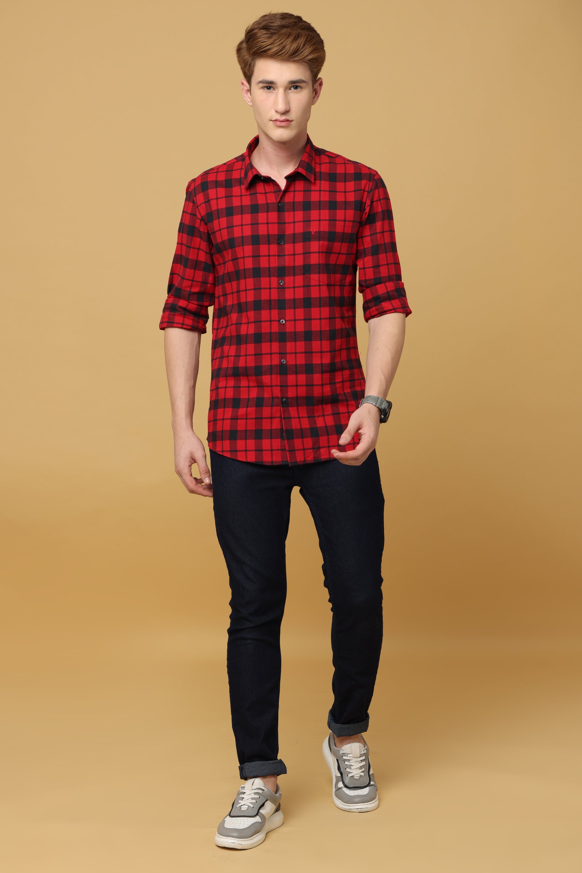 Noble Red Black Classic Check Shirt - IVYN