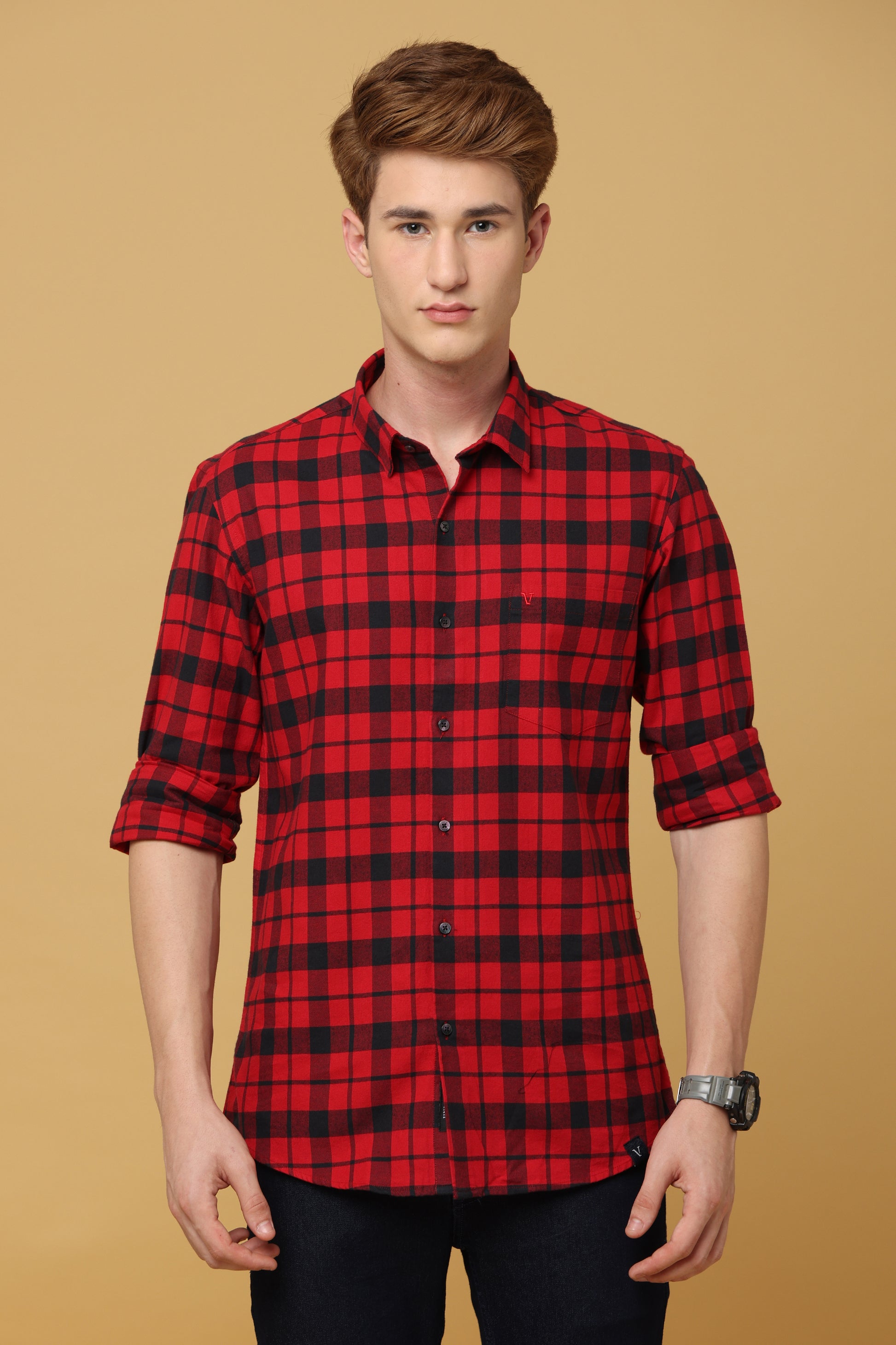 Noble Red Black Classic Check Shirt - IVYN