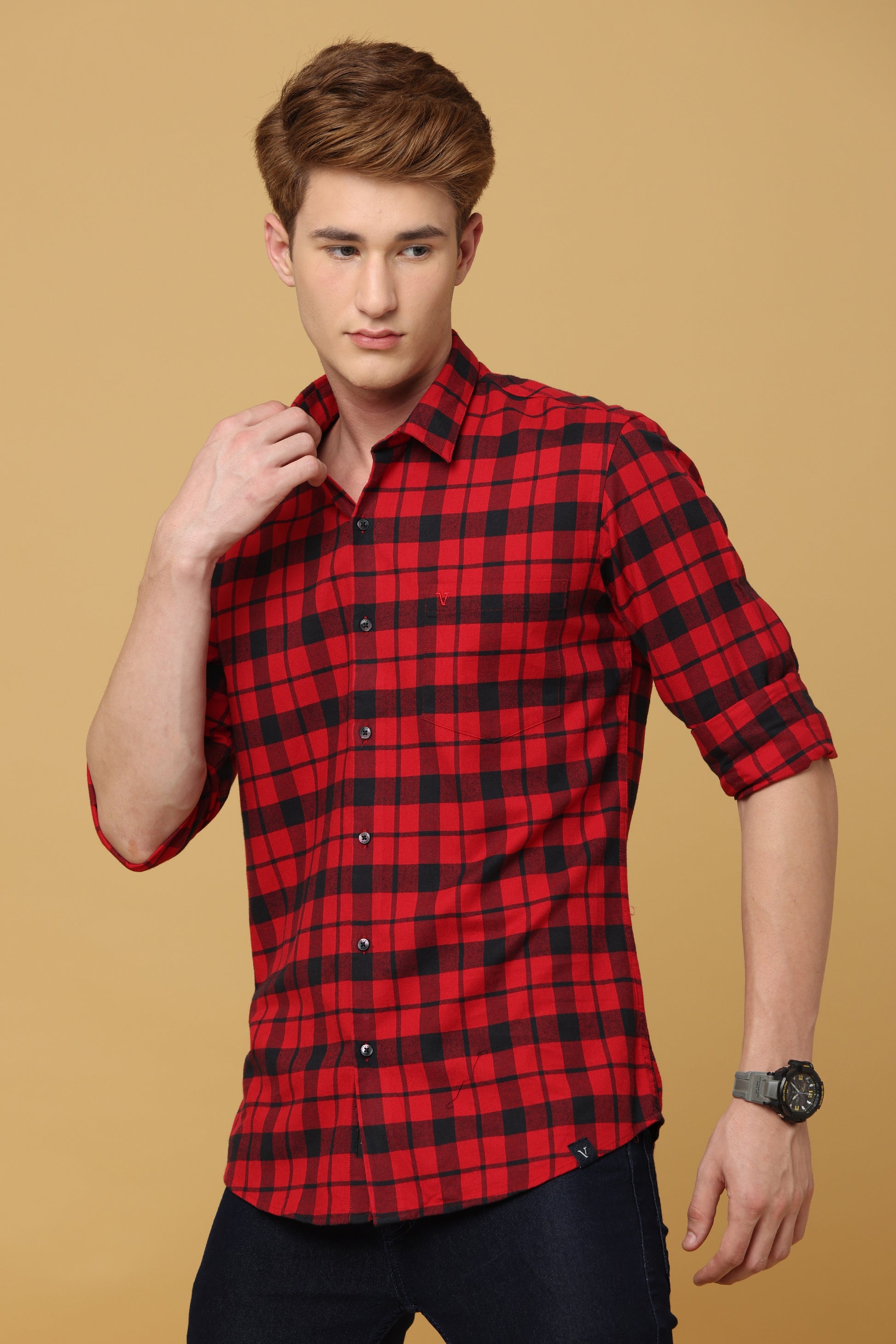 Noble Red Black Classic Check Shirt - IVYN