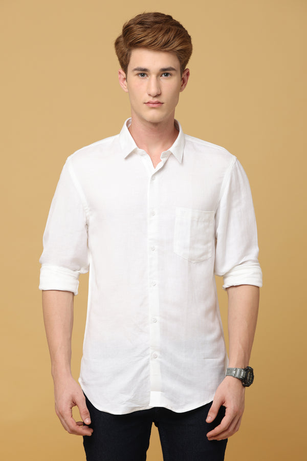 Eleganza Classic White Spread Collar Shirt - IVYN