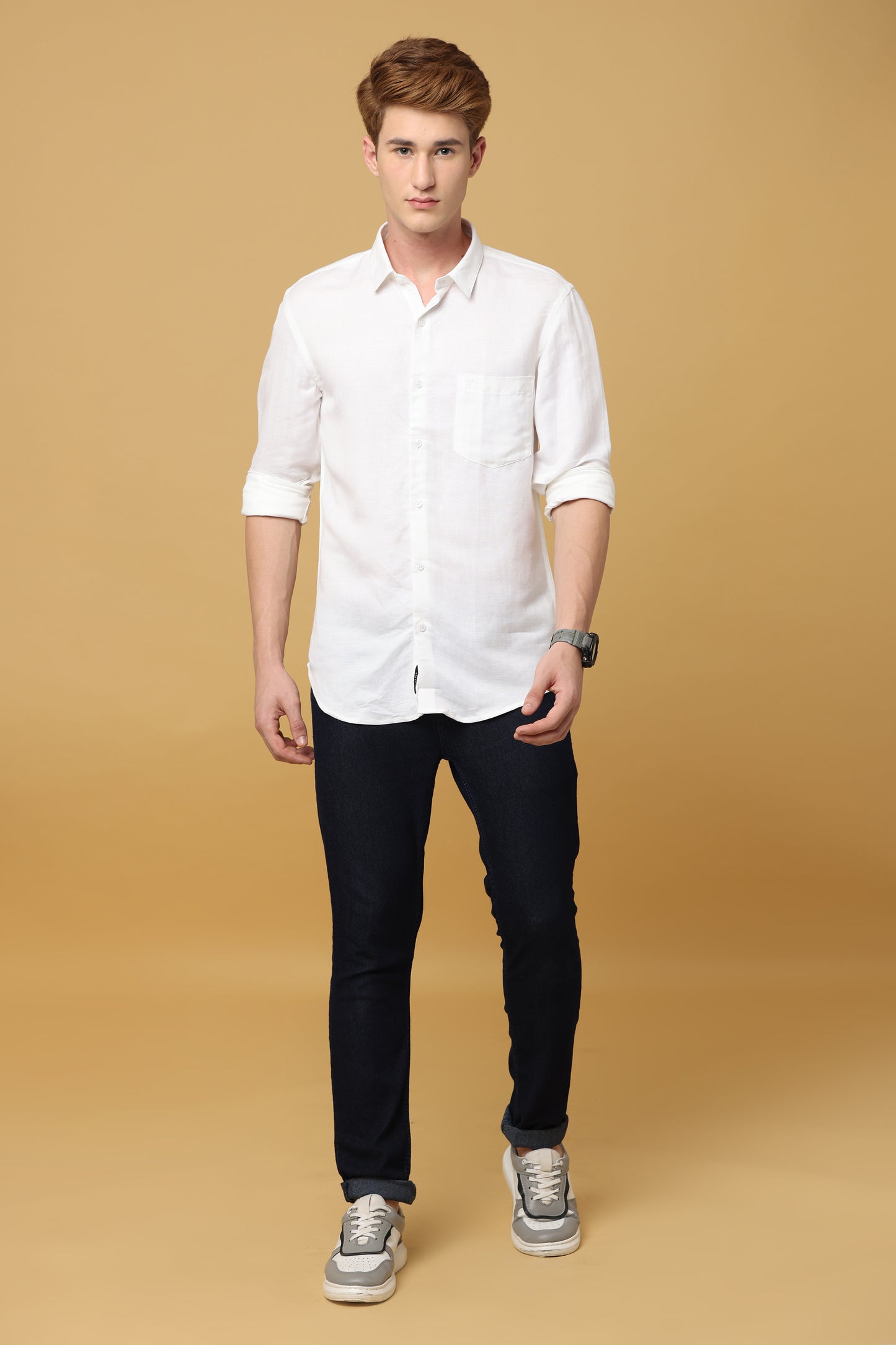 Eleganza Classic White Spread Collar Shirt - IVYN