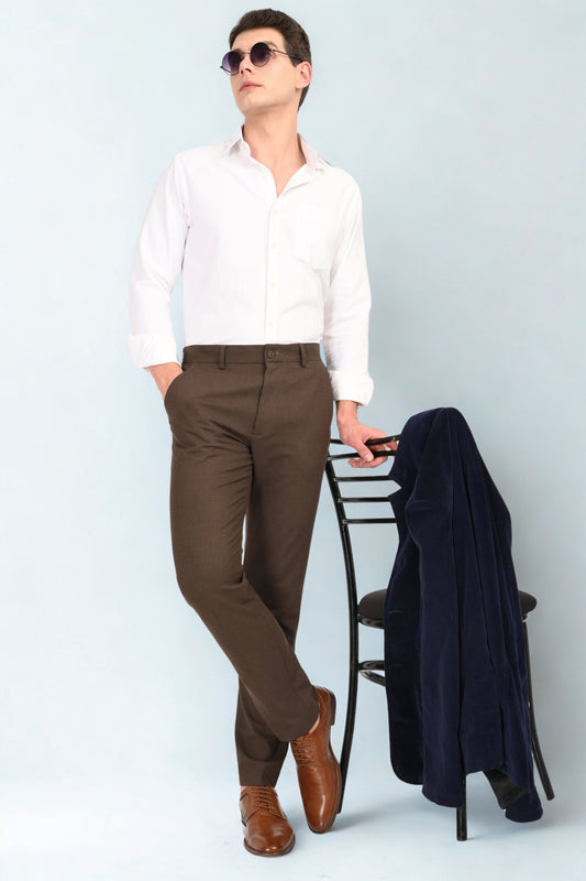 Brown Mélange – Ultra Slim Fit 4-Way Stretch Formal Trouser