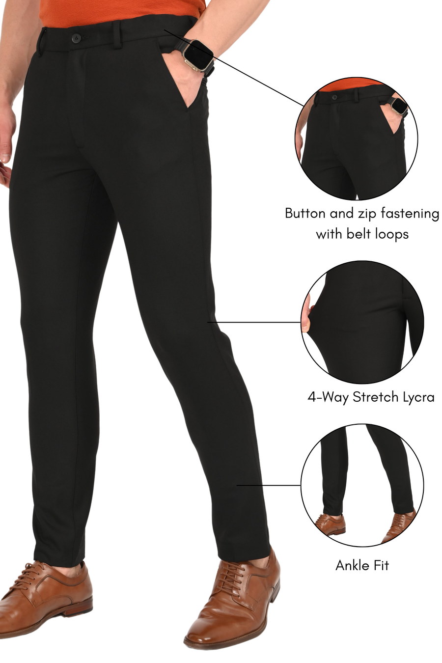 Navy Blue – Ankle Fit 4-Way Stretch Formal Trouser - IVYN