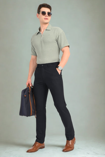 Jet Black – Ultra Slim Fit 4-Way Stretch Formal Trouser - IVYN