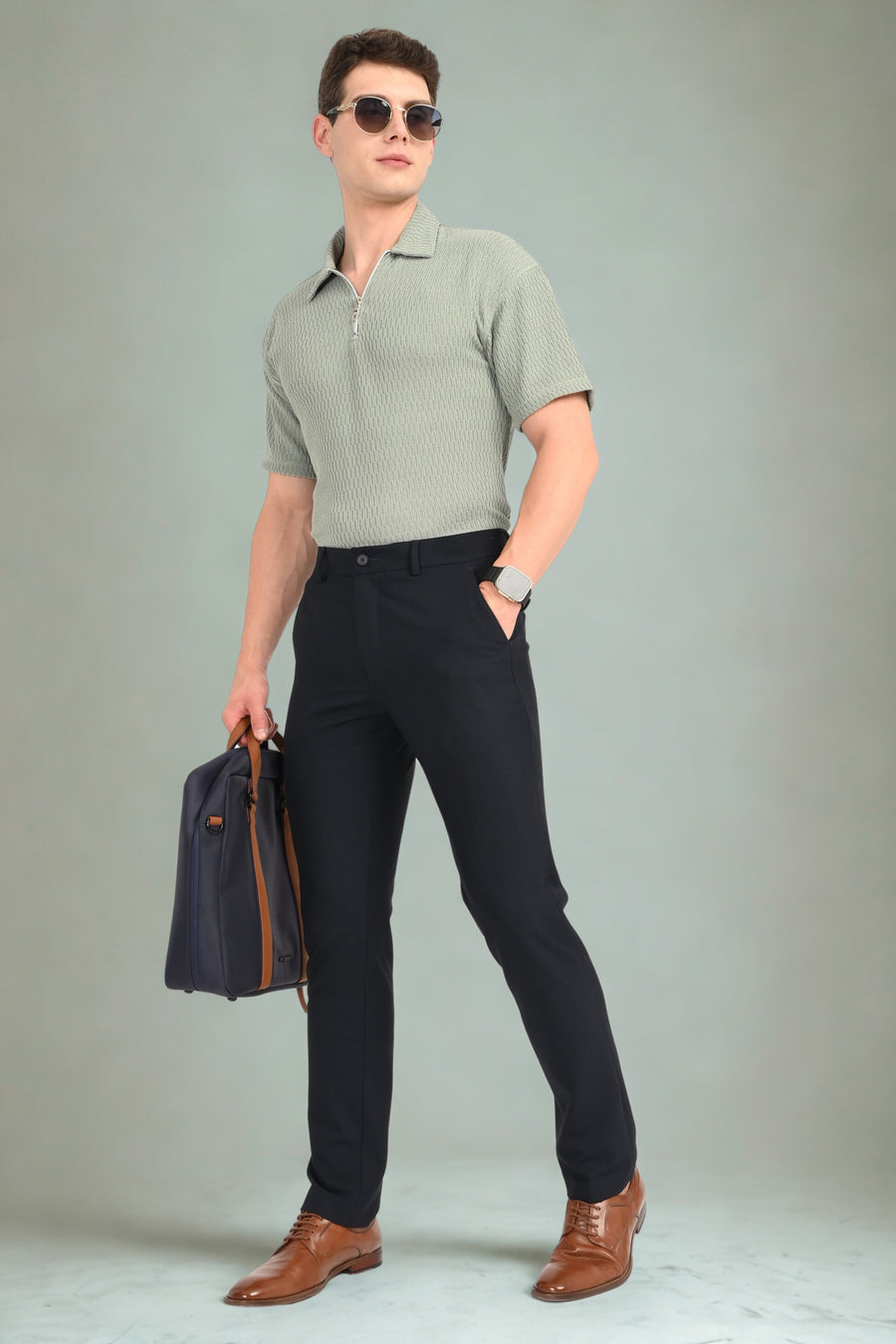 Jet Black – Ultra Slim Fit 4-Way Stretch Formal Trouser - IVYN