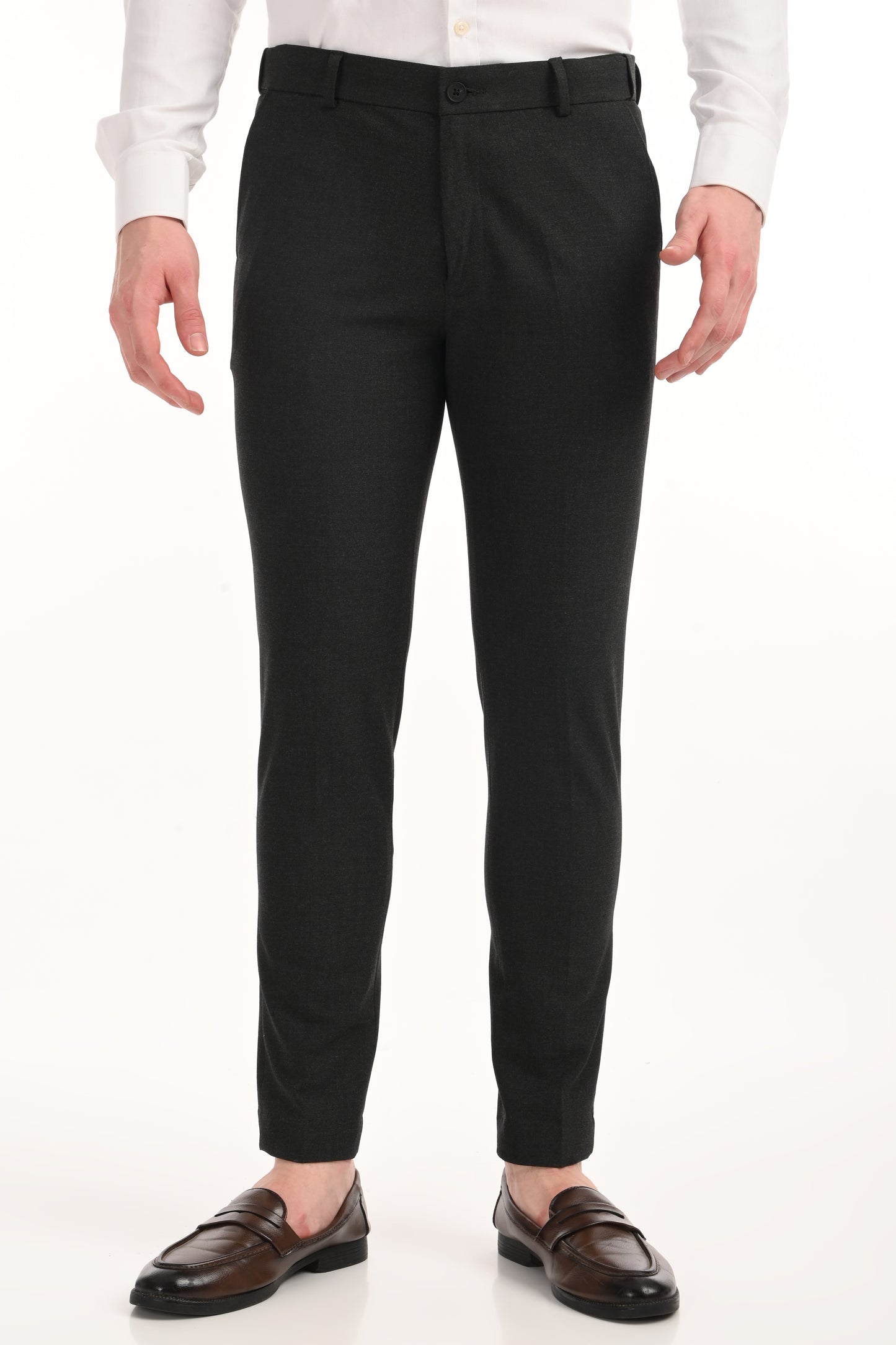 Omniwear Automatic Series – Charcoal Mélange Ankle Fit 4-Way Stretch Trousers