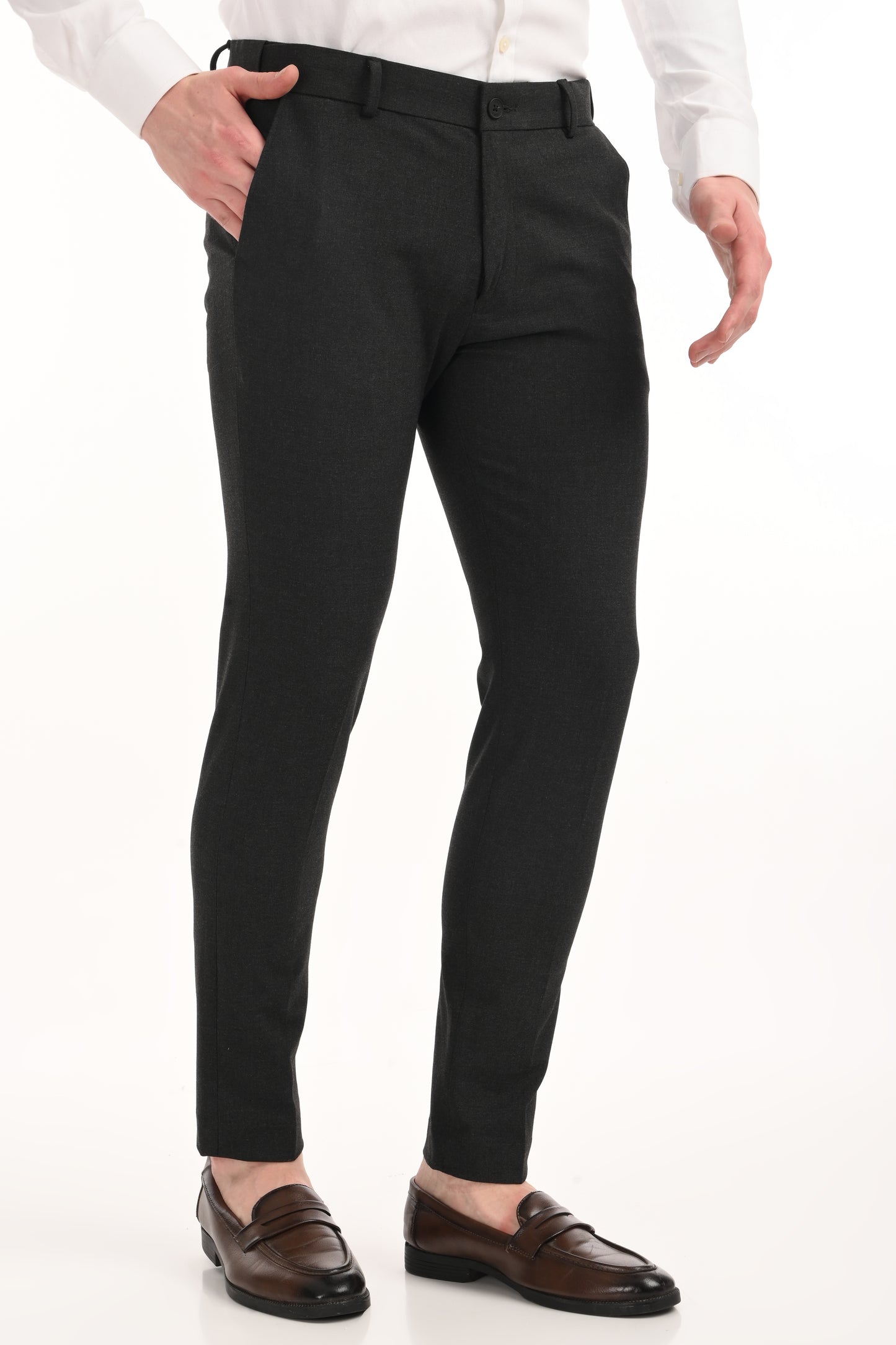 Omniwear Automatic Series – Charcoal Mélange Ankle Fit 4-Way Stretch Trousers