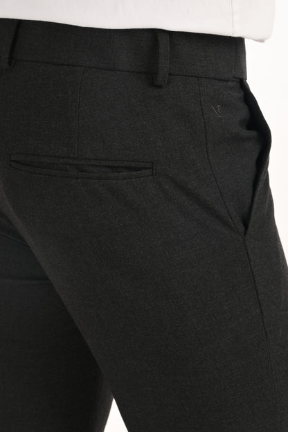 Omniwear Automatic Series – Charcoal Mélange Ankle Fit 4-Way Stretch Trousers - IVYN