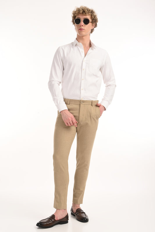 Omniwear Automatic Series – Beige Mélange Ankle Fit 4-Way Stretch Trousers
