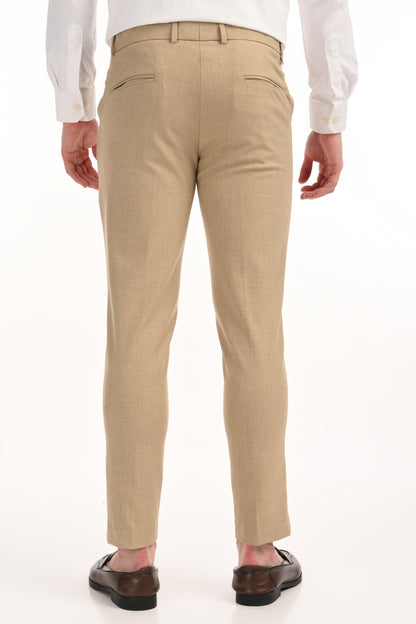 Omniwear Automatic Series – Beige Mélange Ankle Fit 4-Way Stretch Trousers - IVYN