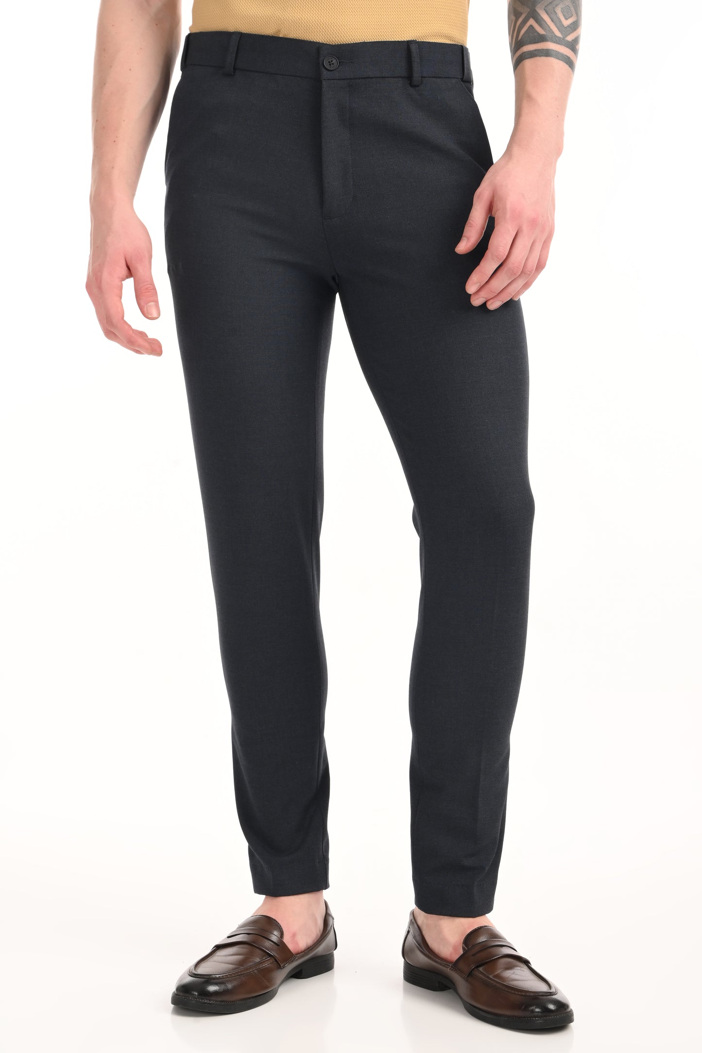 Omniwear Automatic Series – Steel Blue Mélange Ankle Fit 4-Way Stretch Trousers