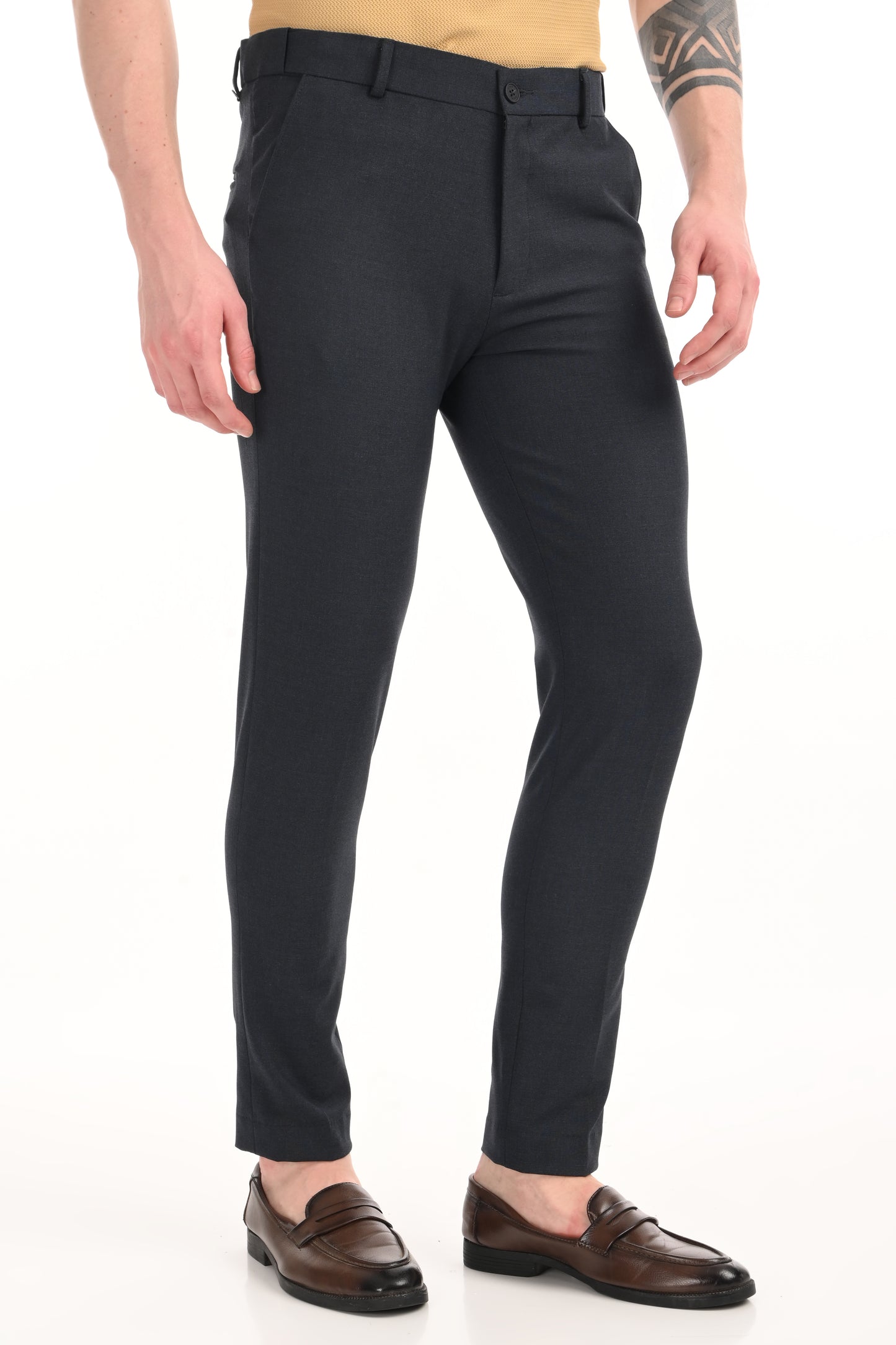 Omniwear Automatic Series – Steel Blue Mélange Ankle Fit 4-Way Stretch Trousers