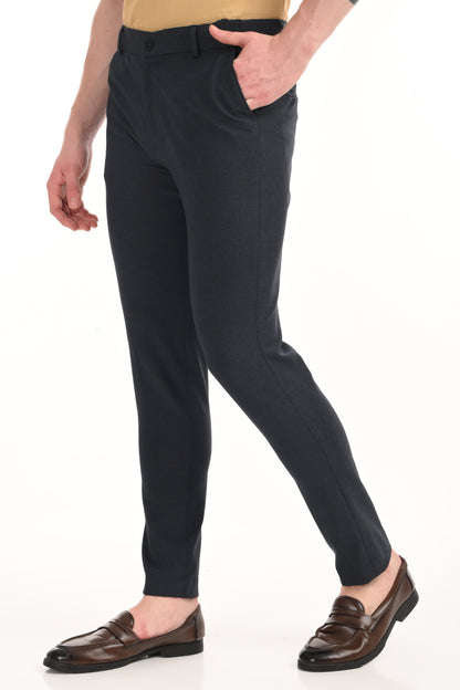 Omniwear Automatic Series – Steel Blue Mélange Ankle Fit 4-Way Stretch Trousers - IVYN