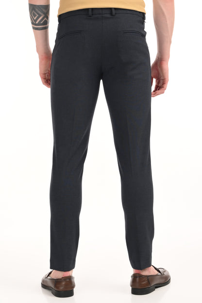 Omniwear Automatic Series – Steel Blue Mélange Ankle Fit 4-Way Stretch Trousers - IVYN