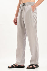 Oasis Linen-Blend Drawstring Trousers — Dove Grey - IVYN