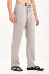 Oasis Linen-Blend Drawstring Trousers — Dove Grey - IVYN