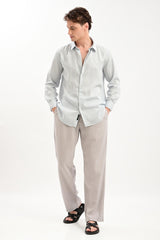 Oasis Linen-Blend Drawstring Trousers — Dove Grey - IVYN