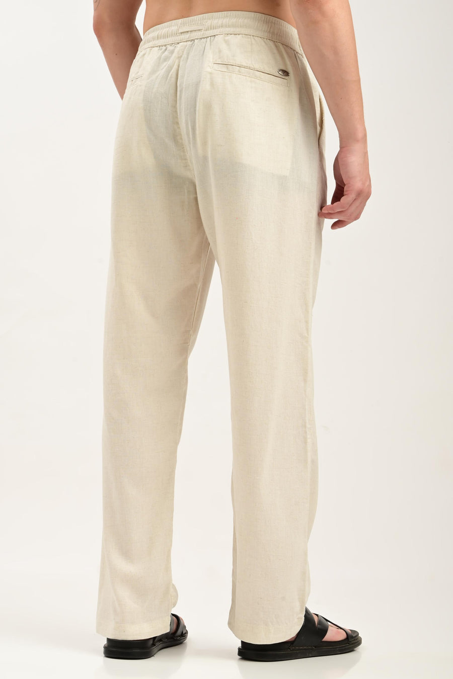 Oasis Linen-Cotton Drawstring Trousers — Natural Ecru