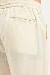 Oasis Linen-Cotton Drawstring Trousers — Natural Ecru