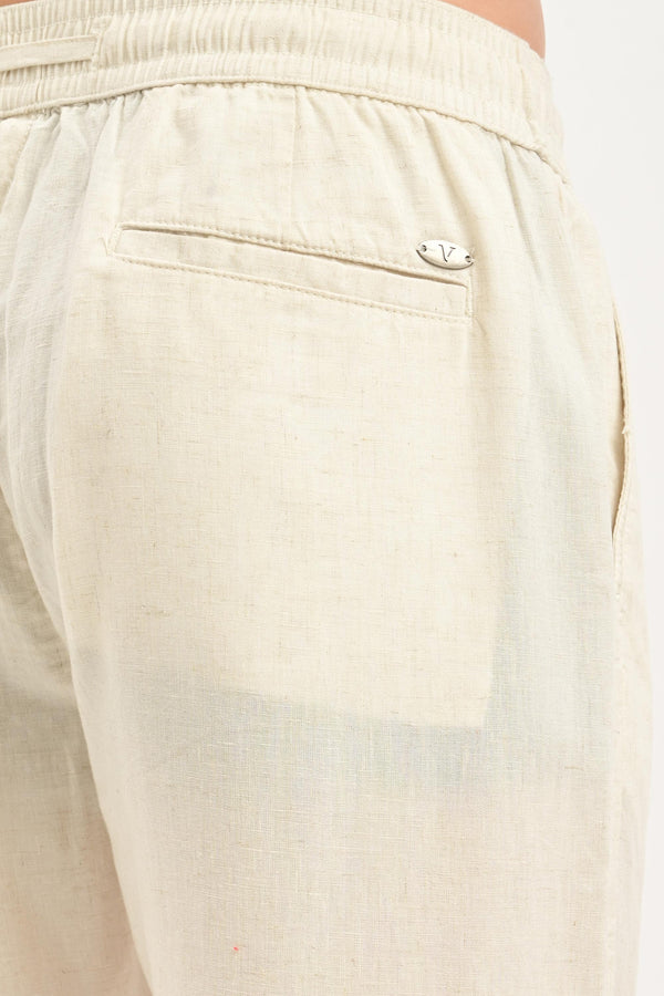 Oasis Linen-Cotton Drawstring Trousers — Natural Ecru