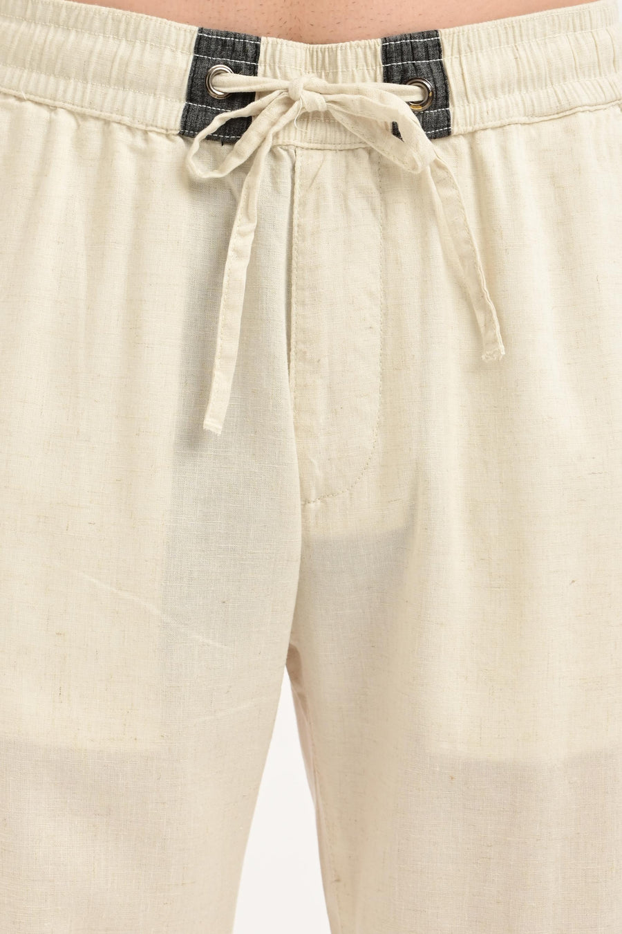 Oasis Linen-Cotton Drawstring Trousers — Natural Ecru