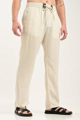 Oasis Linen-Cotton Drawstring Trousers — Natural Ecru