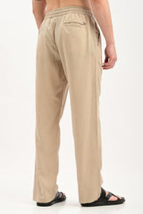 Oasis Linen-Cotton Drawstring Trousers — Sand Beige