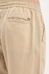 Oasis Linen-Cotton Drawstring Trousers — Sand Beige