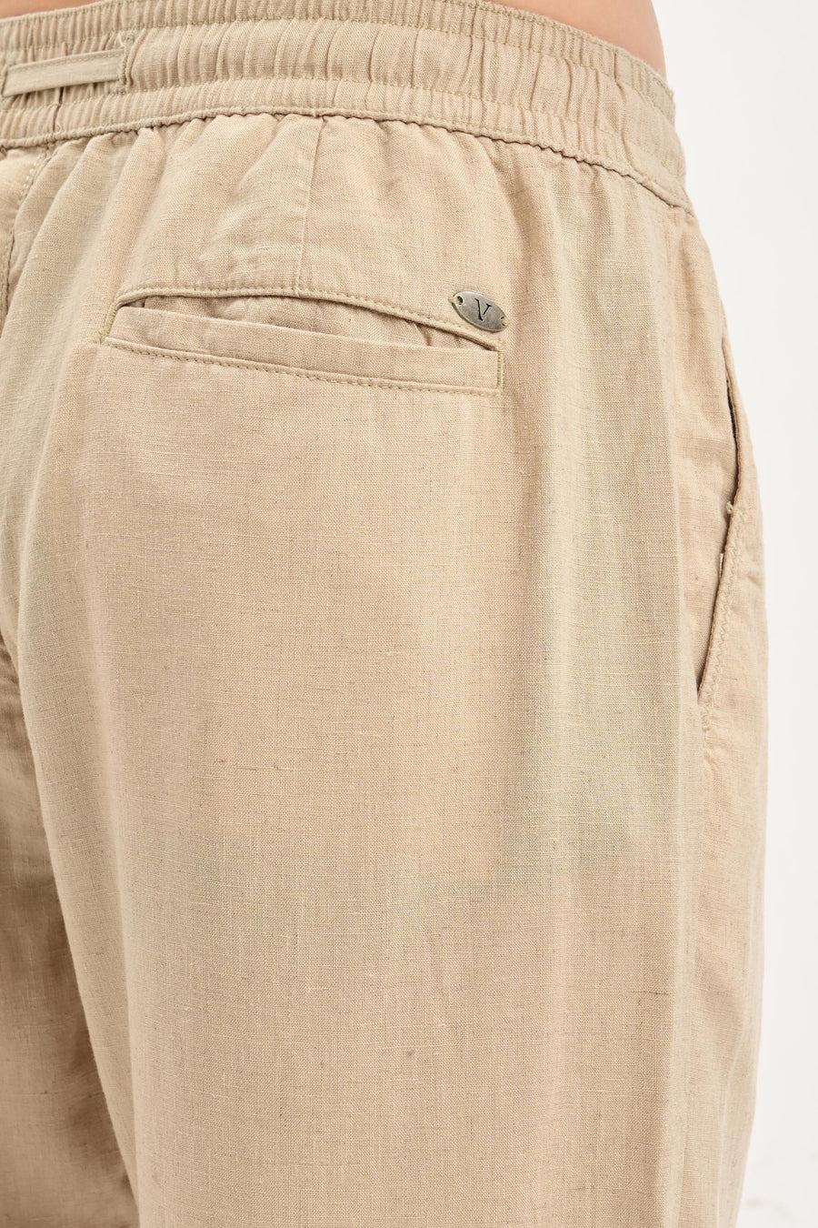 Oasis Linen-Cotton Drawstring Trousers — Sand Beige