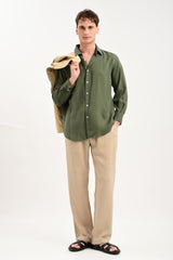 Oasis Linen-Cotton Drawstring Trousers — Sand Beige