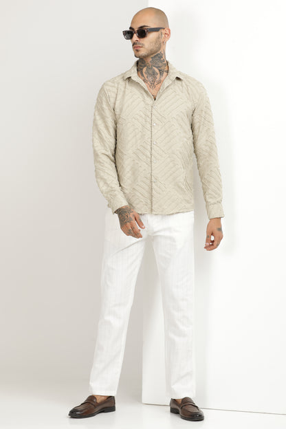 Ivory Classic Slim Fit Self Design Textured Casual Shirt - IVYN