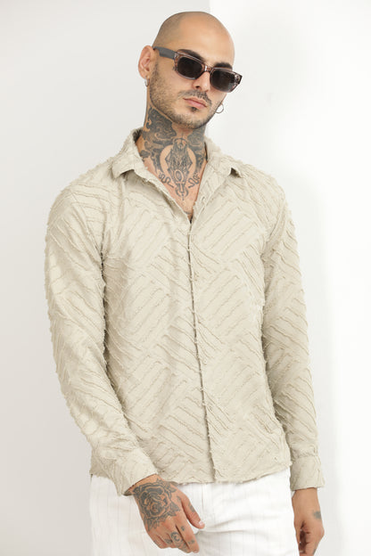 Ivory Classic Slim Fit Self Design Textured Casual Shirt - IVYN