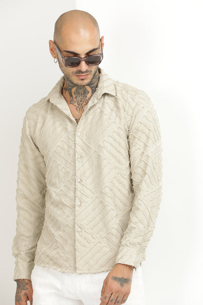 Ivory Classic Slim Fit Self Design Textured Casual Shirt - IVYN