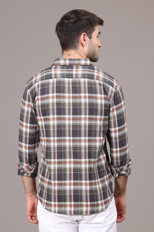 EarthTone Brown Flannel Check Shirt - IVYN