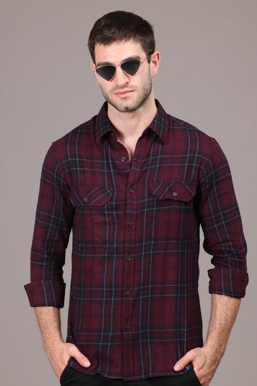 Classic Maroon Flannel Shirt - IVYN
