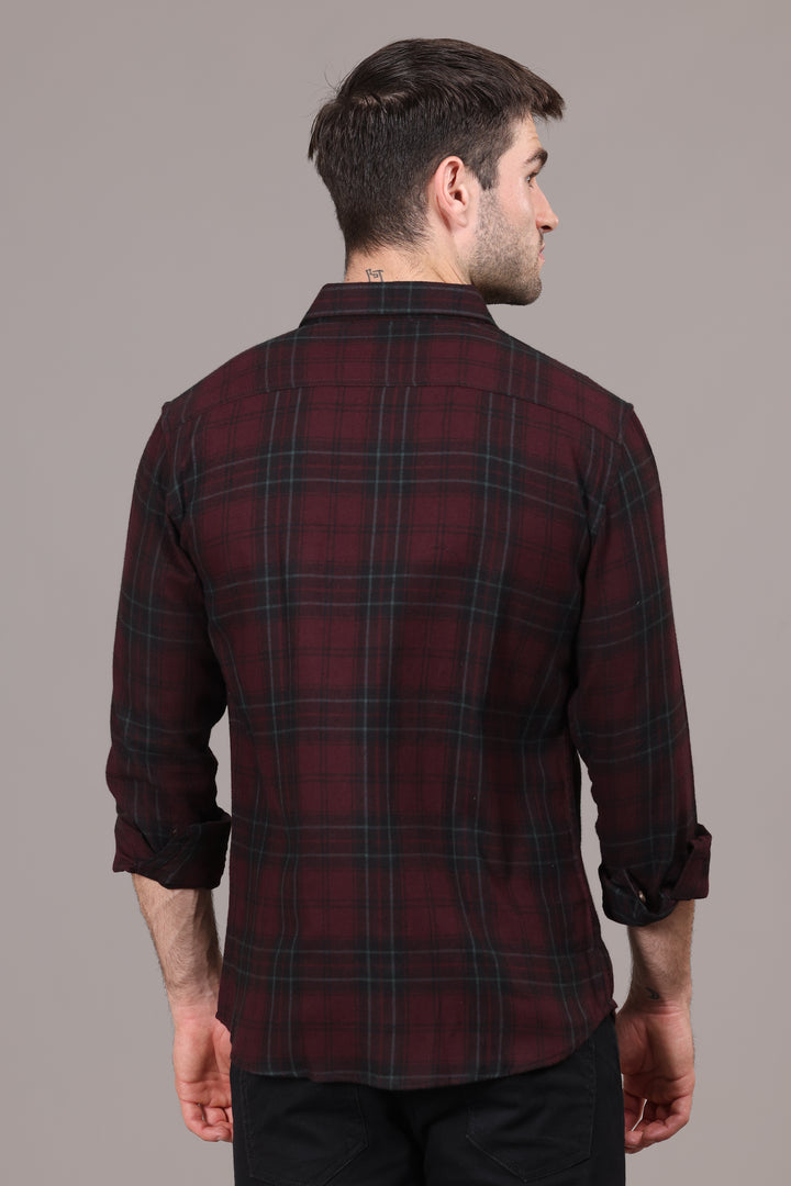 Classic Dark Maroon Urban Flannel Shirt - IVYN