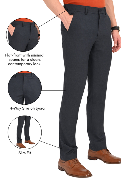 Steel Blue – Ultra Slim Fit 4-Way Stretch Formal Trouser - IVYN