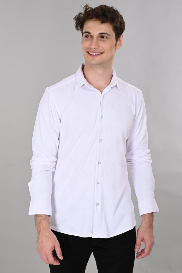 White Jakarta 4-Way Stretch Textured Shirt — view 5