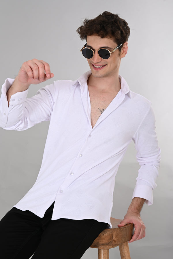White Jakarta 4-Way Stretch Textured Shirt — view 3