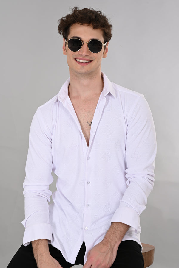 White Jakarta 4-Way Stretch Textured Shirt